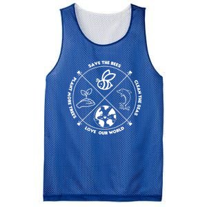 Earth Day Gift Save The Bees Plant More Trees Clean The Seas Gift Mesh Reversible Basketball Jersey Tank