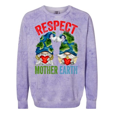 Earth Day Gnome For Hippies And Teacher Respect Mother Earth Gift Colorblast Crewneck Sweatshirt