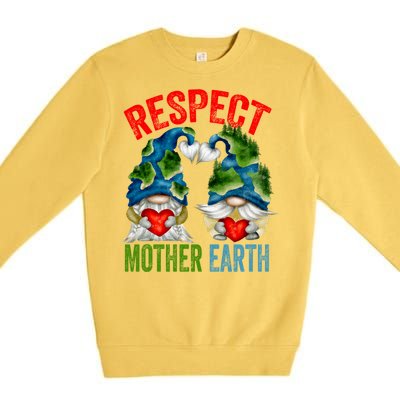 Earth Day Gnome For Hippies And Teacher Respect Mother Earth Gift Premium Crewneck Sweatshirt