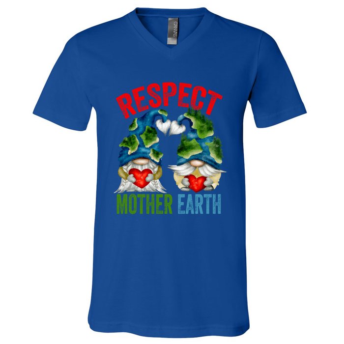 Earth Day Gnome For Hippies And Teacher Respect Mother Earth Gift V-Neck T-Shirt