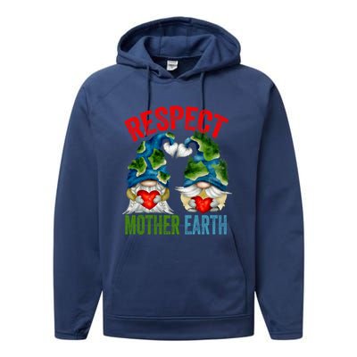 Earth Day Gnome For Hippies And Teacher Respect Mother Earth Gift Performance Fleece Hoodie