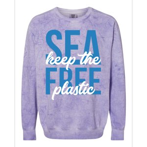 Earth Day Gift 'Keep The Sea Plastic Free' Save The Ocean Funny Gift Colorblast Crewneck Sweatshirt