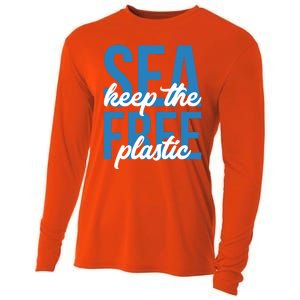 Earth Day Gift 'Keep The Sea Plastic Free' Save The Ocean Funny Gift Cooling Performance Long Sleeve Crew