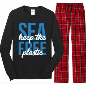 Earth Day Gift 'Keep The Sea Plastic Free' Save The Ocean Funny Gift Long Sleeve Pajama Set