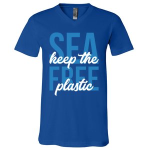 Earth Day Gift 'Keep The Sea Plastic Free' Save The Ocean Funny Gift V-Neck T-Shirt