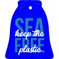 Earth Day Gift 'Keep The Sea Plastic Free' Save The Ocean Funny Gift Ceramic Bell Ornament