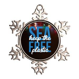 Earth Day Gift 'Keep The Sea Plastic Free' Save The Ocean Funny Gift Metallic Star Ornament