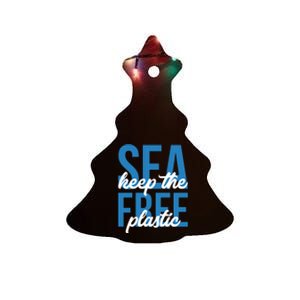 Earth Day Gift 'Keep The Sea Plastic Free' Save The Ocean Funny Gift Ceramic Tree Ornament