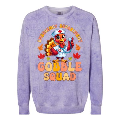 Emergency Department Gobble Squad Thanksgiving Er Nurse Colorblast Crewneck Sweatshirt