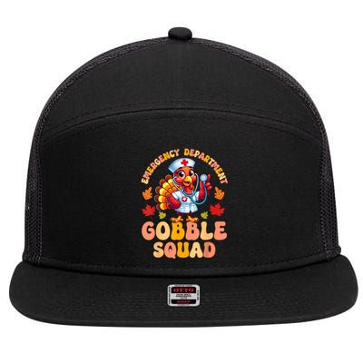 Emergency Department Gobble Squad Thanksgiving Er Nurse 7 Panel Mesh Trucker Snapback Hat