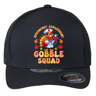 Emergency Department Gobble Squad Thanksgiving Er Nurse Flexfit Unipanel Trucker Cap