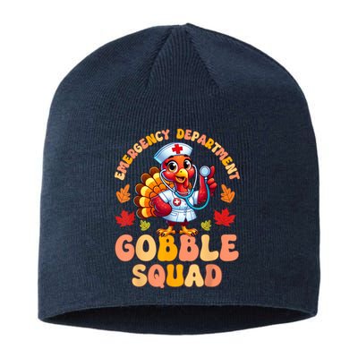 Emergency Department Gobble Squad Thanksgiving Er Nurse Sustainable Beanie