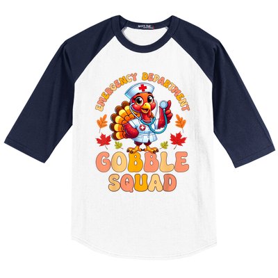 Emergency Department Gobble Squad Thanksgiving Er Nurse Baseball Sleeve Shirt