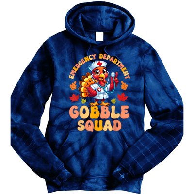 Emergency Department Gobble Squad Thanksgiving Er Nurse Tie Dye Hoodie