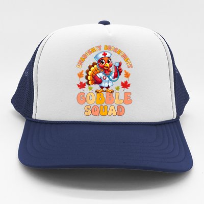 Emergency Department Gobble Squad Thanksgiving Er Nurse Trucker Hat