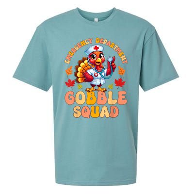 Emergency Department Gobble Squad Thanksgiving Er Nurse Sueded Cloud Jersey T-Shirt