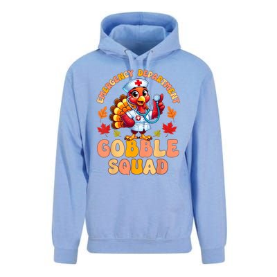 Emergency Department Gobble Squad Thanksgiving Er Nurse Unisex Surf Hoodie