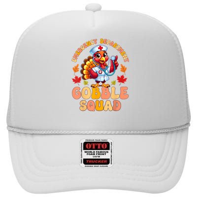 Emergency Department Gobble Squad Thanksgiving Er Nurse High Crown Mesh Back Trucker Hat