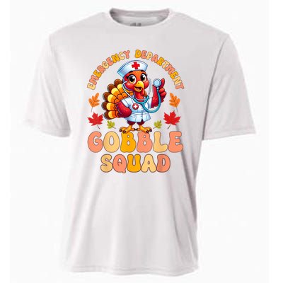 Emergency Department Gobble Squad Thanksgiving Er Nurse Cooling Performance Crew T-Shirt