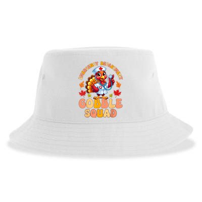 Emergency Department Gobble Squad Thanksgiving Er Nurse Sustainable Bucket Hat