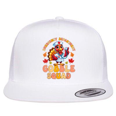 Emergency Department Gobble Squad Thanksgiving Er Nurse Flat Bill Trucker Hat