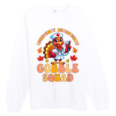 Emergency Department Gobble Squad Thanksgiving Er Nurse Premium Crewneck Sweatshirt