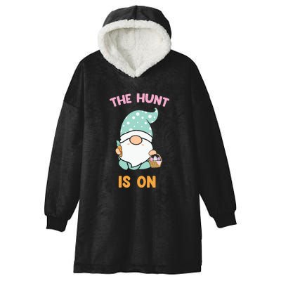 Easter Day Gift The Hunt Is On Easter Gnome Basket Egg Hooded Wearable Blanket