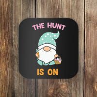 Easter Day Gift The Hunt Is On Easter Gnome Basket Egg Coaster