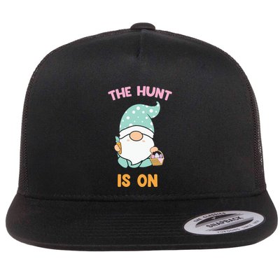 Easter Day Gift The Hunt Is On Easter Gnome Basket Egg Flatbill Hat