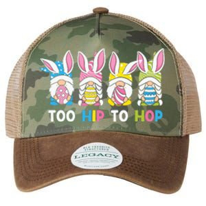 Easter Day Gift Too Hip To Hop Funny Easter Gnomes Legacy Tie Dye Trucker Hat