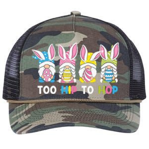 Easter Day Gift Too Hip To Hop Funny Easter Gnomes Retro Rope Trucker Hat Cap