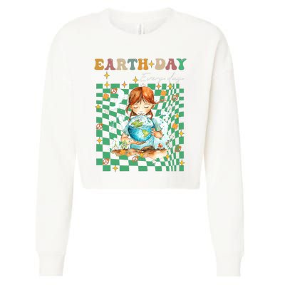 Earth Day Go Planet ItS Your Earth Day Groovy Cropped Pullover Crew