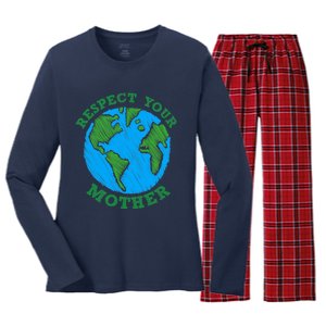 Earth Day Gifts Respect Your Mother Nature Lover Tee Women's Long Sleeve Flannel Pajama Set 