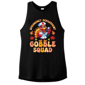 Emergency Department Gobble Squad Thanksgiving Er Nurse Ladies PosiCharge Tri-Blend Wicking Tank