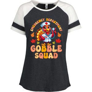 Emergency Department Gobble Squad Thanksgiving Er Nurse Enza Ladies Jersey Colorblock Tee