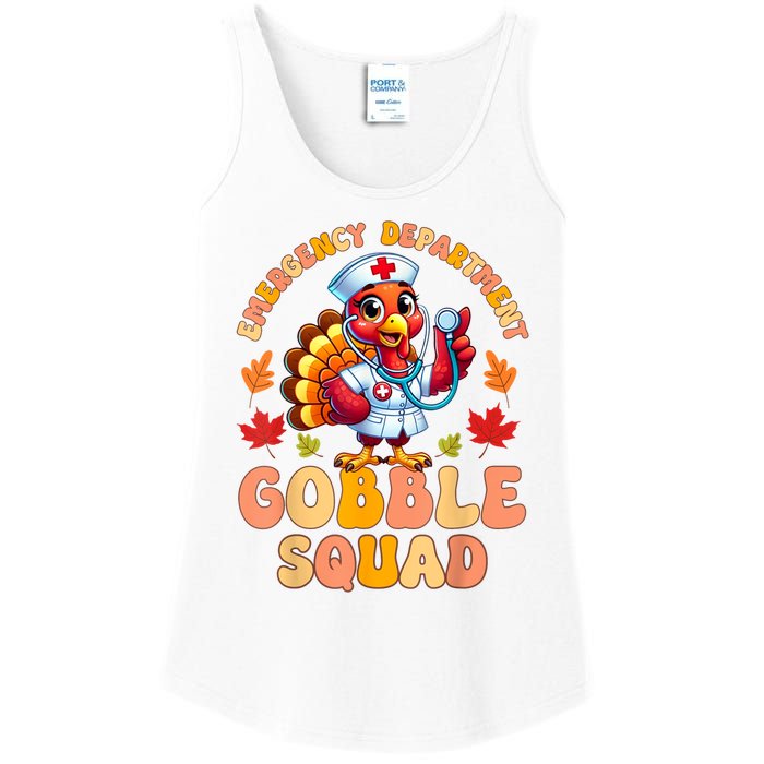 Emergency Department Gobble Squad Thanksgiving Er Nurse Ladies Essential Tank