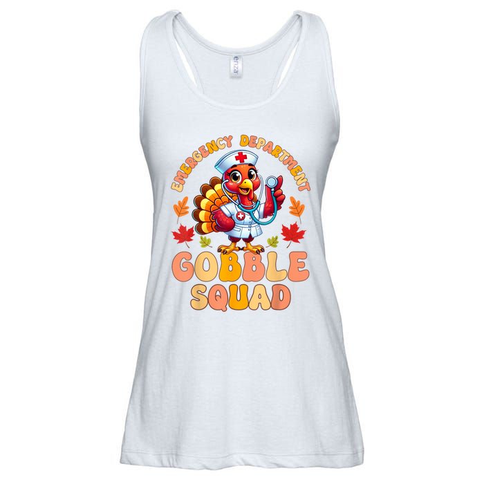 Emergency Department Gobble Squad Thanksgiving Er Nurse Ladies Essential Flowy Tank