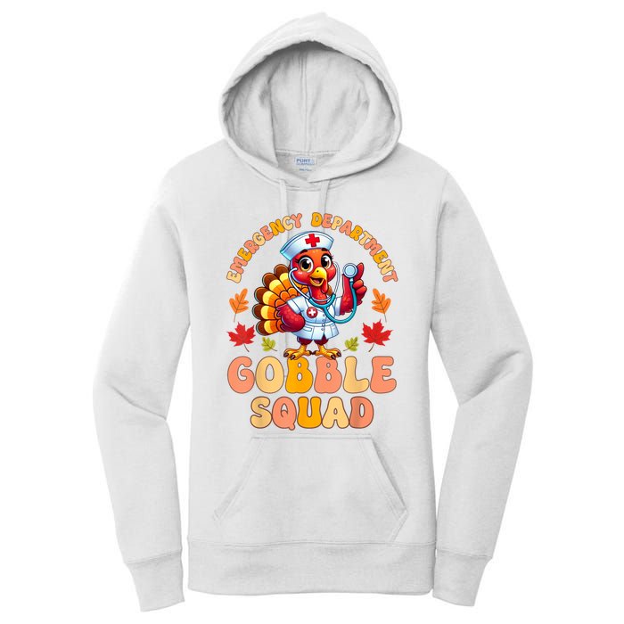 Emergency Department Gobble Squad Thanksgiving Er Nurse Women's Pullover Hoodie