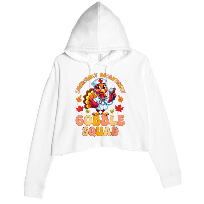 Emergency Department Gobble Squad Thanksgiving Er Nurse Crop Fleece Hoodie