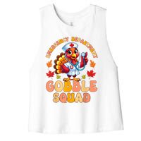 Emergency Department Gobble Squad Thanksgiving Er Nurse Women's Racerback Cropped Tank