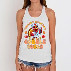 Emergency Department Gobble Squad Thanksgiving Er Nurse Women's Knotted Racerback Tank