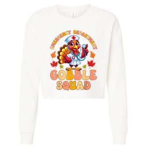 Emergency Department Gobble Squad Thanksgiving Er Nurse Cropped Pullover Crew