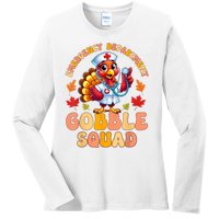 Emergency Department Gobble Squad Thanksgiving Er Nurse Ladies Long Sleeve Shirt