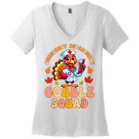 Emergency Department Gobble Squad Thanksgiving Er Nurse Women's V-Neck T-Shirt