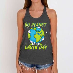 Earth Day Go Planet Its Your Earth Day Women's Knotted Racerback Tank