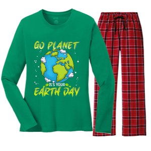 Earth Day Go Planet Its Your Earth Day Women's Long Sleeve Flannel Pajama Set 