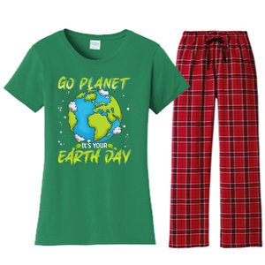 Earth Day Go Planet Its Your Earth Day Women's Flannel Pajama Set