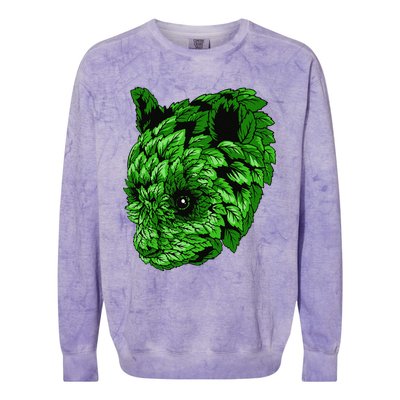 Earth Day Green Panda Foliage Women Colorblast Crewneck Sweatshirt