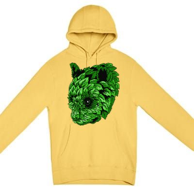 Earth Day Green Panda Foliage Women Premium Pullover Hoodie