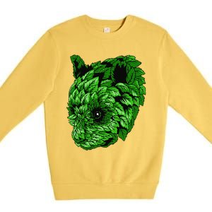 Earth Day Green Panda Foliage Women Premium Crewneck Sweatshirt